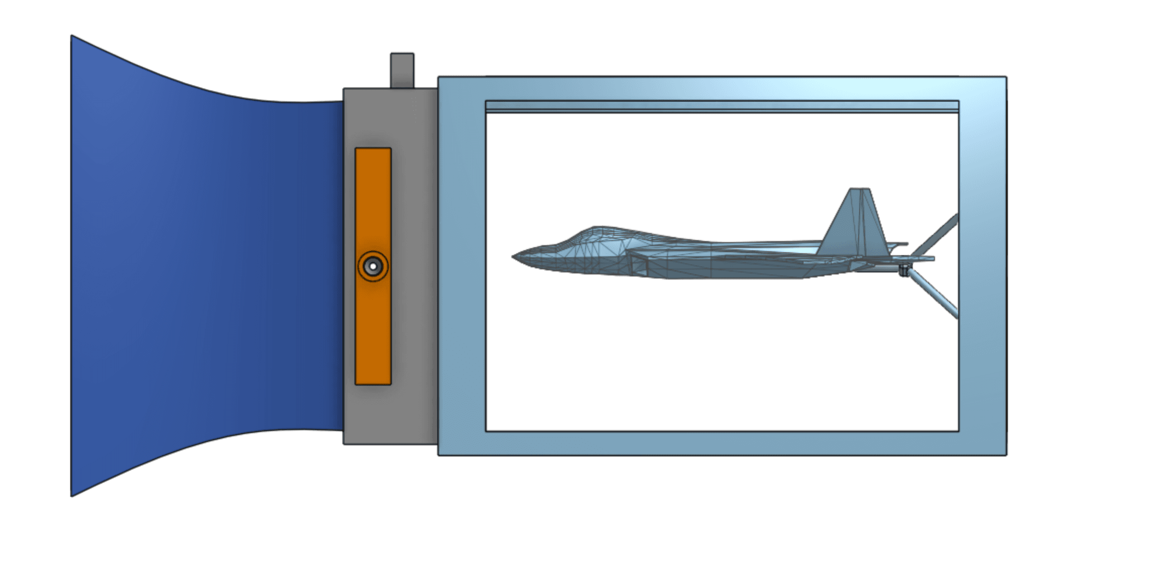 Side CAD view of the wind tunnel test section